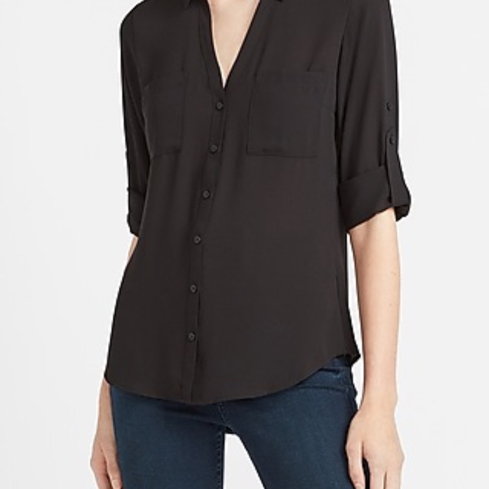 Express Black Button down Blouse
